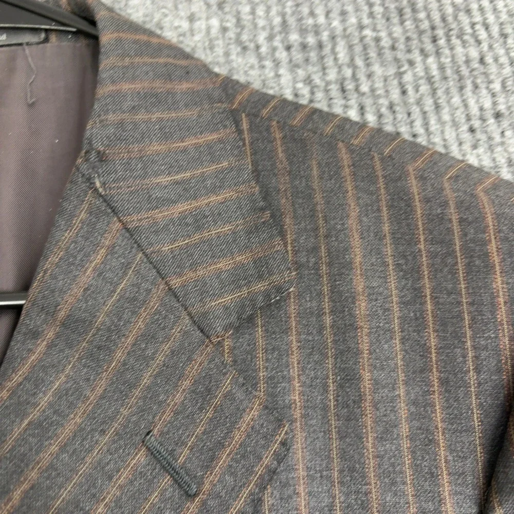 Ermenegildo Zegna Blazer Mens 52R Grey 100% Wool Pinstripe 3 Button Luxury Style